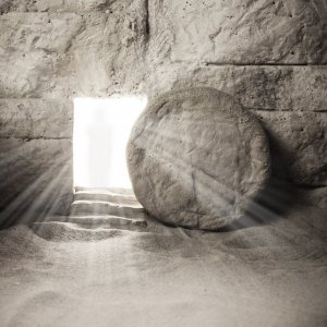 Tomb of Jesus. Jesus Christ Resurrection. Christian easter concept